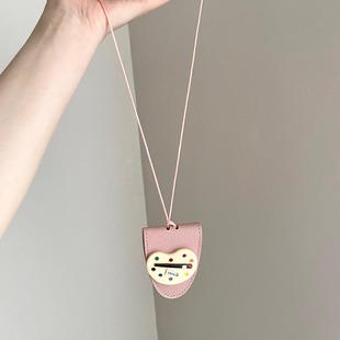 Vintage古着 Leather magnetic suction color plate项链