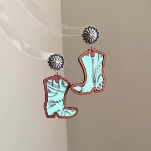 Vintage古着 Western cowboy boots leather耳饰