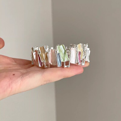 Vintage古着 Oil drip irregular paper paper stitching手镯