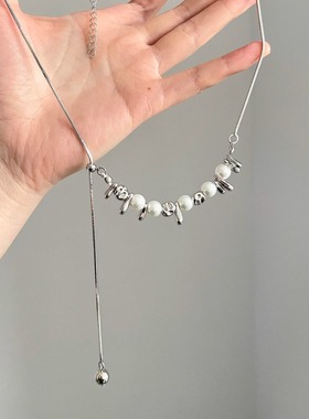 Vintage古着 Crushed stone tassel项链