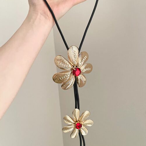 Vintage古着 Red gold flower项链