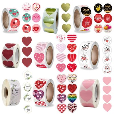 500Pcs Valentines Day Heart Sticker Thank you Candy Bag Seal