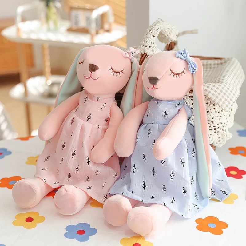 Rabbit Plush Toy Long Ear Pink Heart Stuffed Animal Soft Com