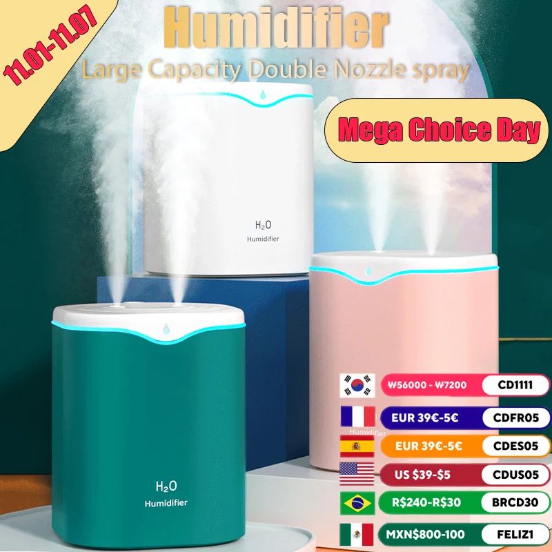 New USB Humidifiers Silent Double Spray Large Capacity House