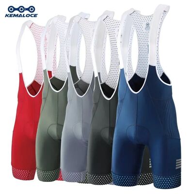 KEMALOCE Men Cycling Bib Shorts Solid Blue&Black 5D Gel Pad