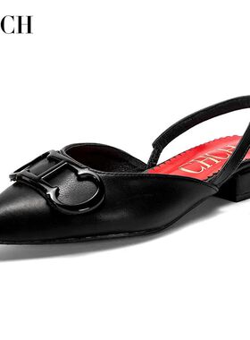 CHCH Women's Sandals 2024 New Black Pointed Flat bottomed lo