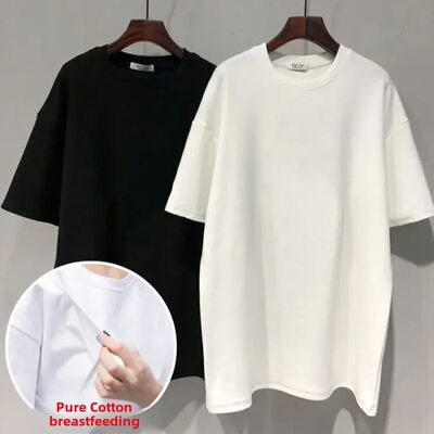 Breastfeeding Cotton T-shirt Short Sleeves Maternity Clothes