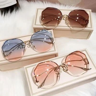 Rimless Sunglasses Fashion Polygon Popular Sunglasses Woman