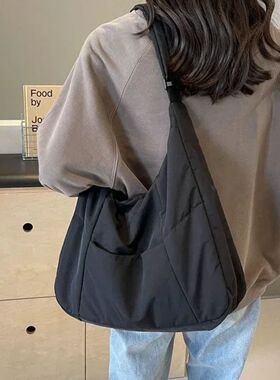 Trendy Women's Soft Cloth Shoulder Bag Solid Color Student 2