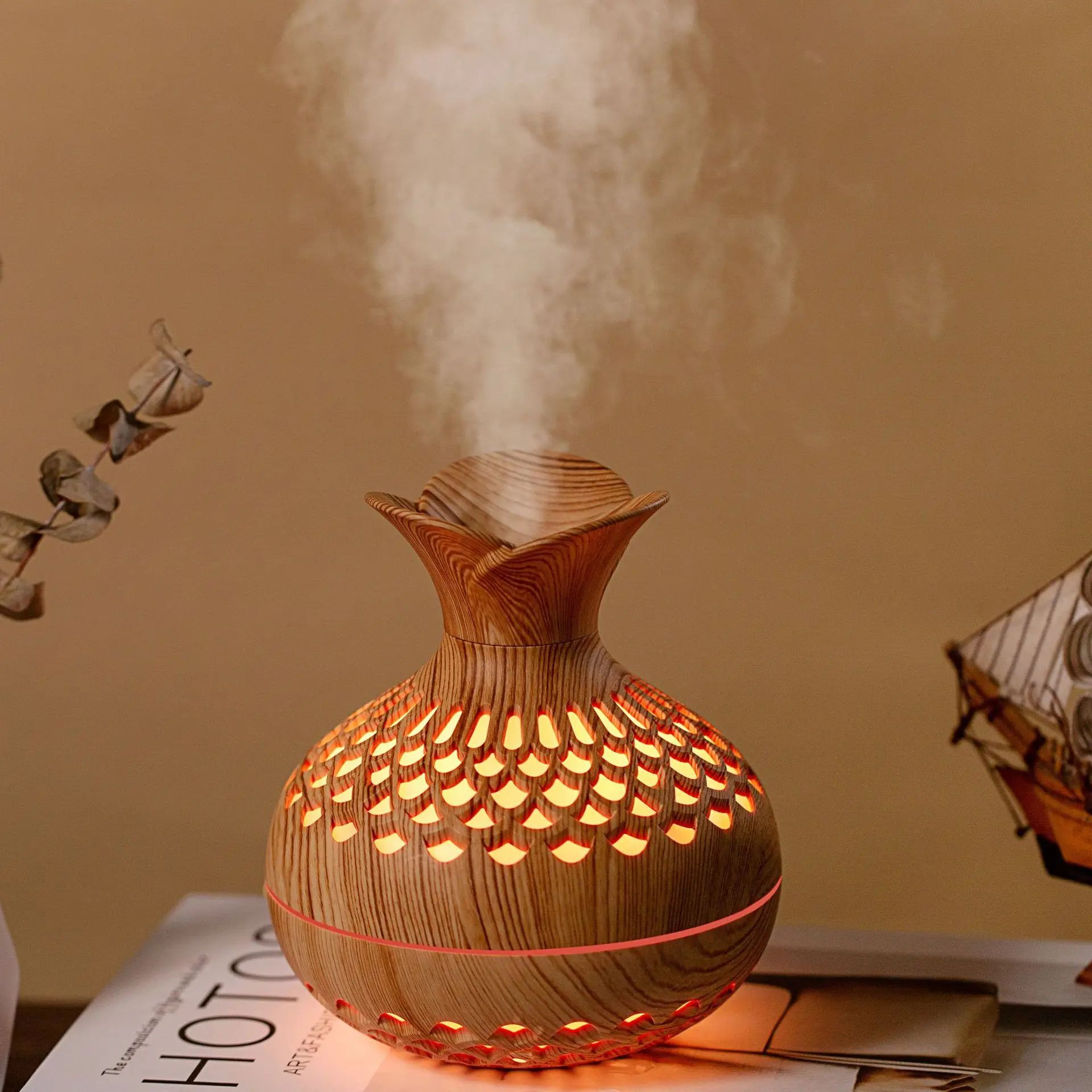 Wood Grain Humidifier 300ml USB Aroma Diffuser Atomizer USB