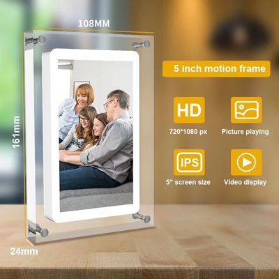Acrylic Digital Photo Frame 5 Inch 1000mAh IPS Screen 4G Mem