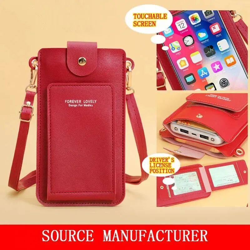 Women Bags Soft Leather Wallets Touch Screen Cell Phone Purs