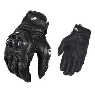 Motorcycle Gloves Black Racing Genuine Leather Motorbike Whi