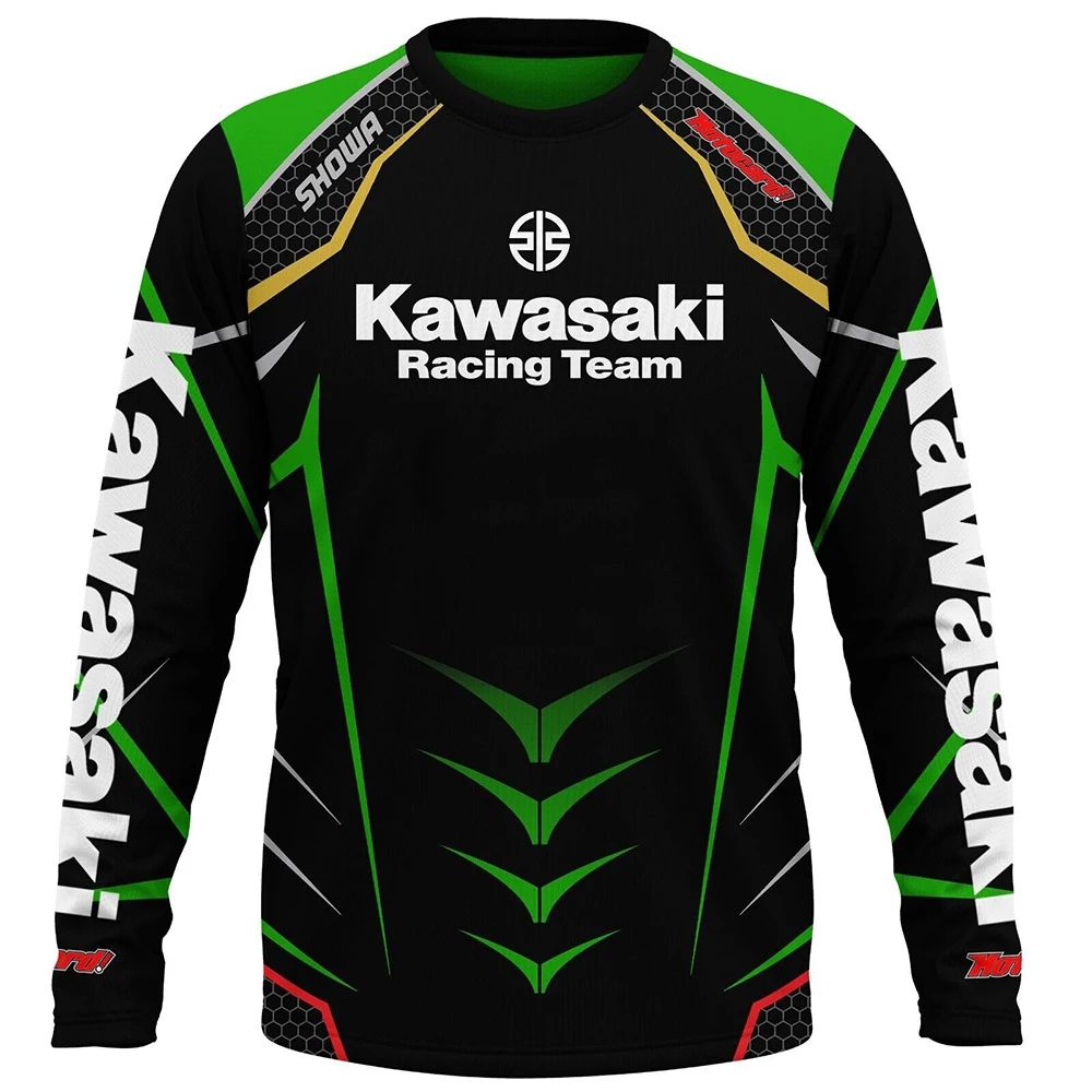 Kawasaki Motorcycle Racing Team Men T-shirt Long Sleeve Spri