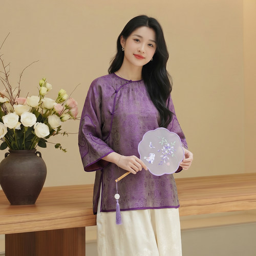 【云锦华章】260519T色织浮光锦新中式国风手工高定女士唐装上衣