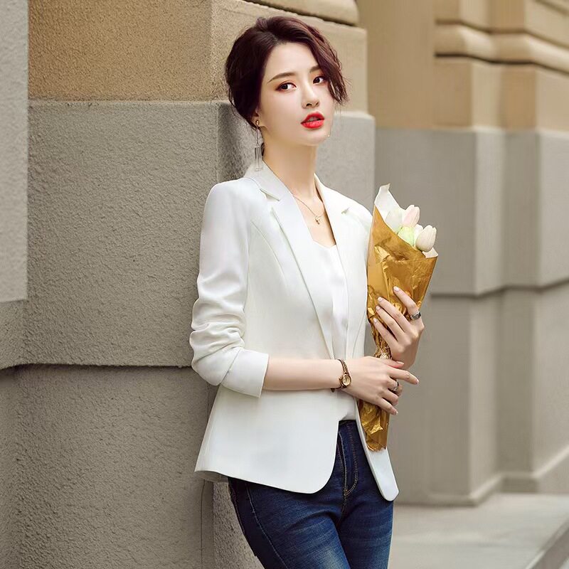 2026新款短款西装外套女春季款高级感气质名媛小个子白色西服上衣
