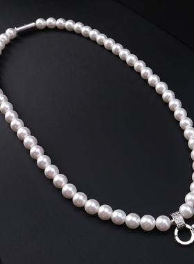 新款唐卡佛牌链子8mm珍珠项链镶钻快拆扣短款时尚大气女款吊坠挂