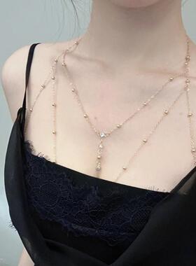 十里间小众少女纯欲风亮晶晶后背身体链氛围感仙气锁骨链