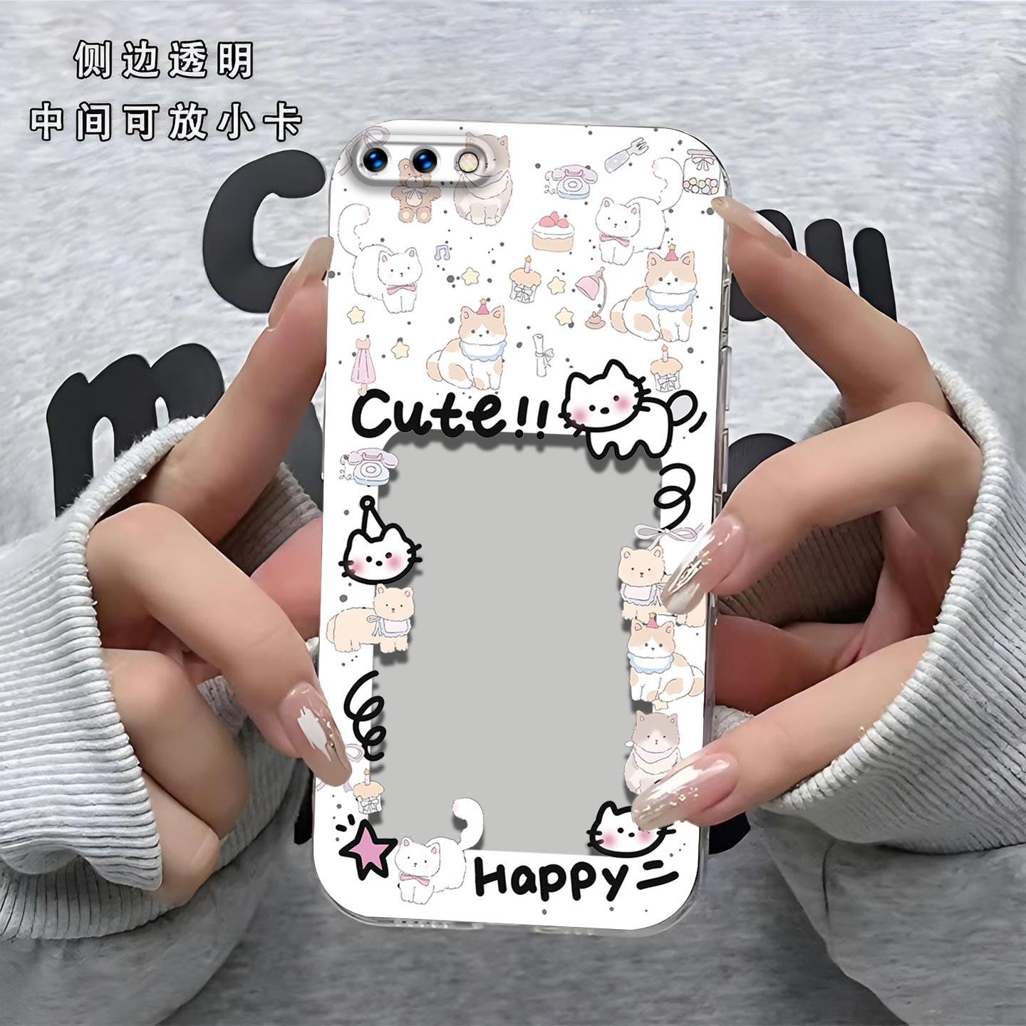 猫相框可放照片适用OPPOA7 A7x手机壳a7n镜头全包PBBM00防摔硅胶软壳高级感PBFT00保护套超薄小卡新款手机套