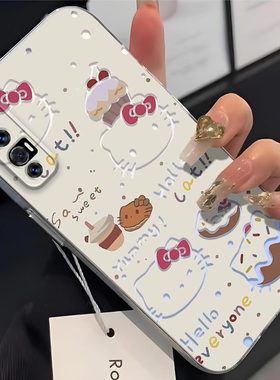 适用于OPPOReno3Pro手机壳pcrm00镜头全包防摔卡通可爱镂空KT猫磨砂超薄软壳高颜值凯蒂猫保护套简约个性新款