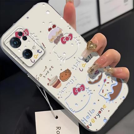 适用于OPPOReno7Pro手机壳PFDM00镜头全包Reno7Pro镂空KT猫防摔卡通可爱超薄软壳高颜值凯蒂猫保护套简约新款