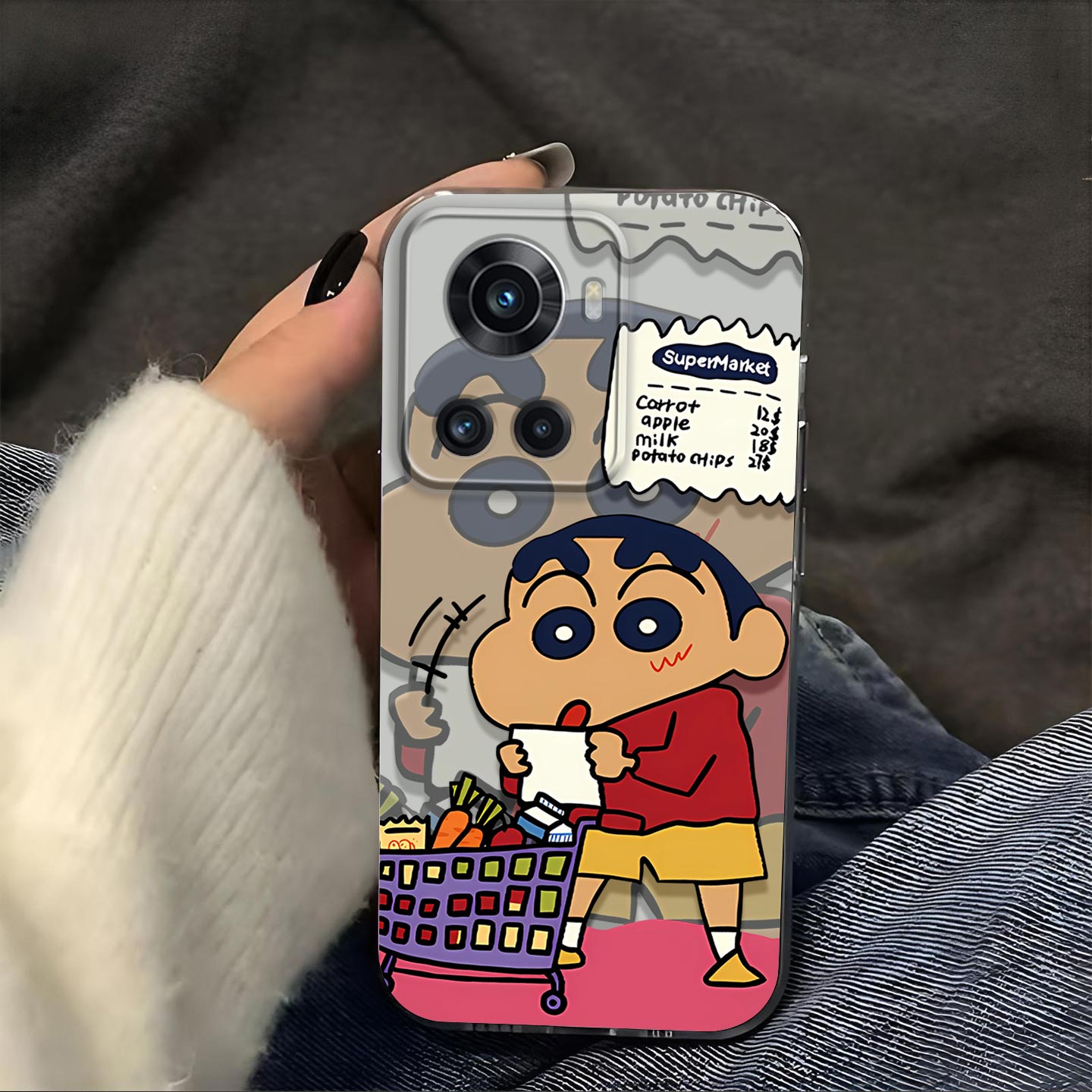 购物蜡笔小新适用于一加Ace手机壳1+10r镜头全包PGKM10磨砂防摔软壳男生女士保护套透明可爱创意新款手机套潮