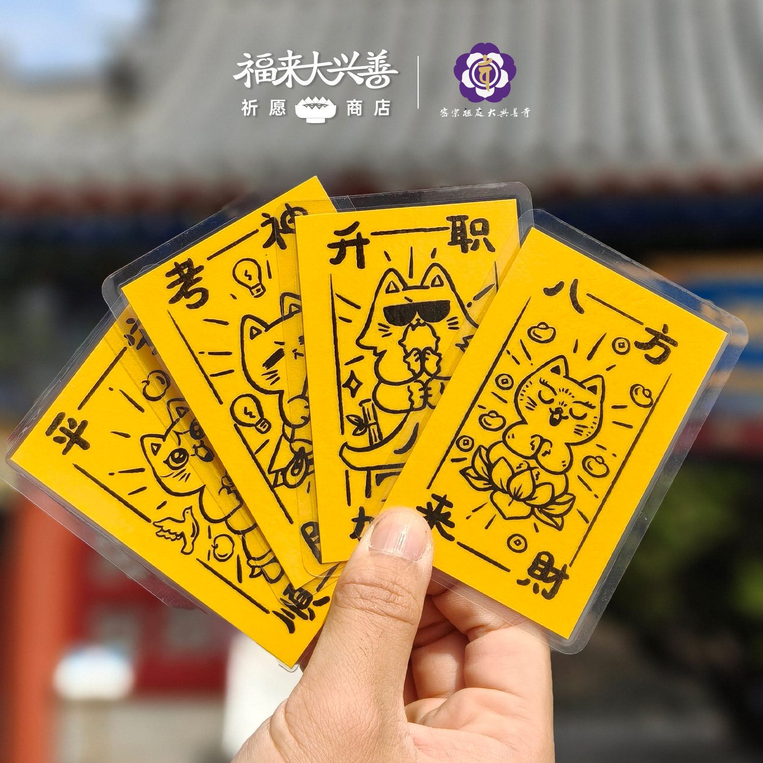 大兴善寺猫猫神手机背卡