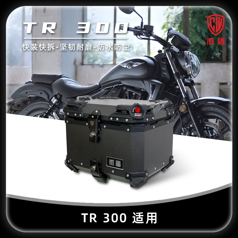 威盾铝镁合金尾箱豪爵TR300摩托车后备箱巡航车大容量快拆行李箱