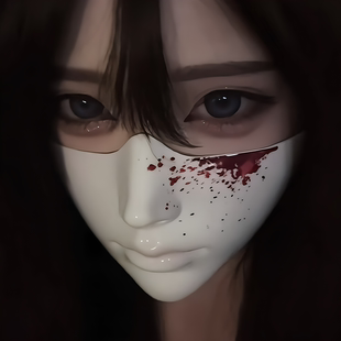 白色血渍半脸面具完美脸型cosplay科技感覆面系超酷暗黑半截面罩