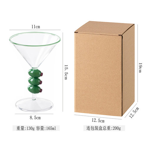 创意橄榄串马天尼杯手工玻璃鸡尾酒杯酒吧清吧氛围感高脚杯