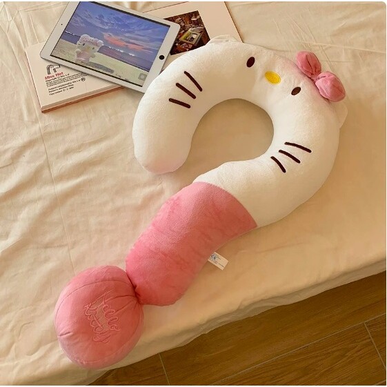 创意问号抱枕可爱猫咪颈枕飞机旅行枕居家沙发公仔玩偶抱枕午睡枕
