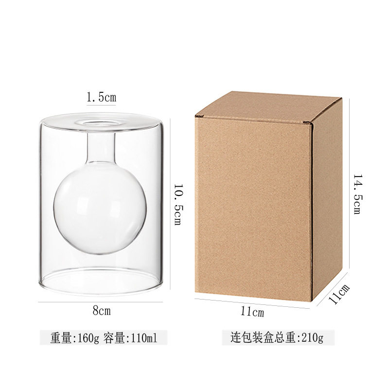 双层透明玻璃香薰瓶精油挥发瓶扩香瓶卧室摆件装饰香薰扩香器