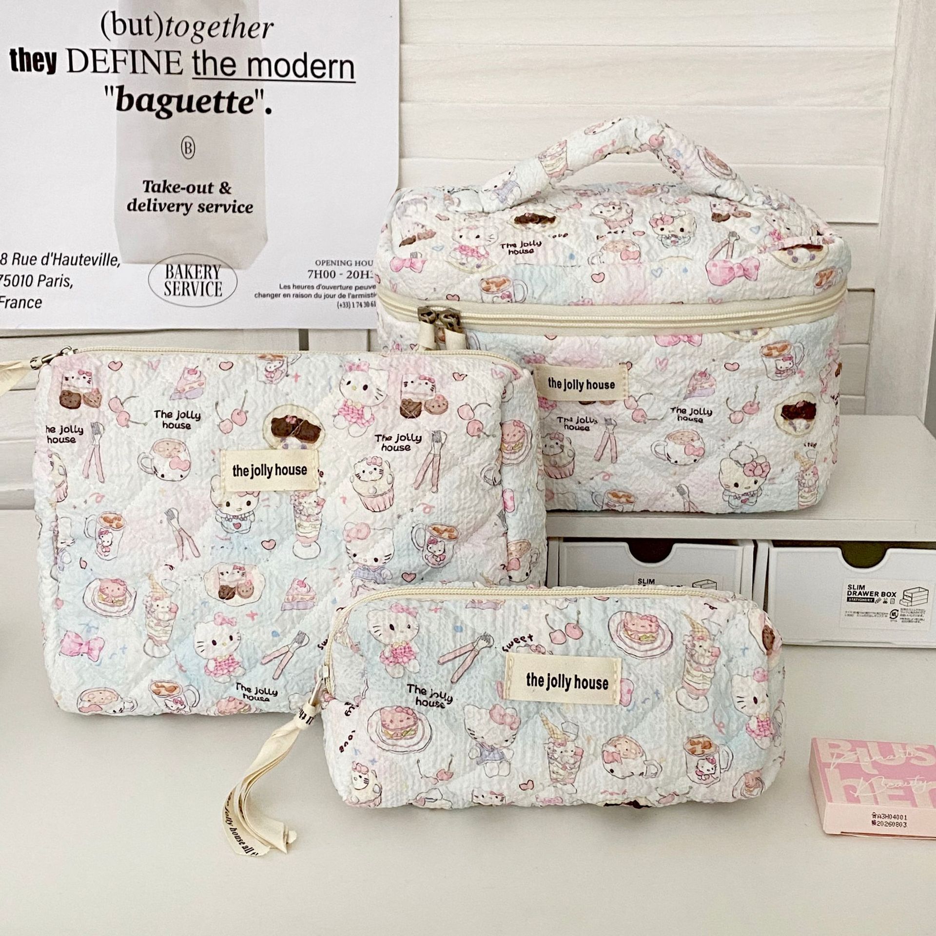 可爱卡通猫咪化妆包女起批便携大容量旅行化妆品手提洗漱包袋