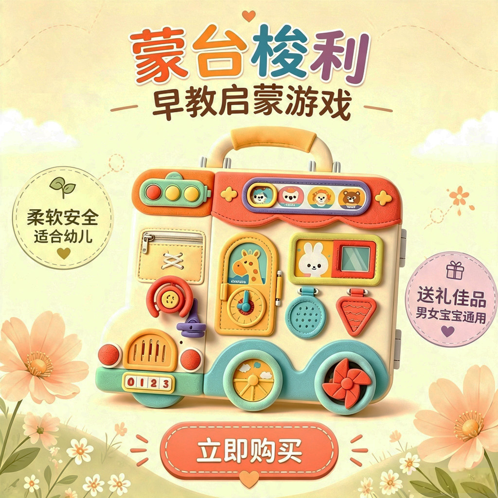 乐叮咚毛绒多面体忙碌板早教玩具图片