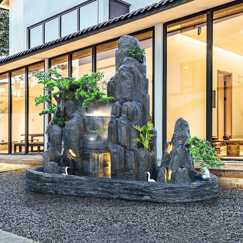 大型庭院假山流水喷泉鱼池室内外山水盆景造景别墅花园风水轮摆件