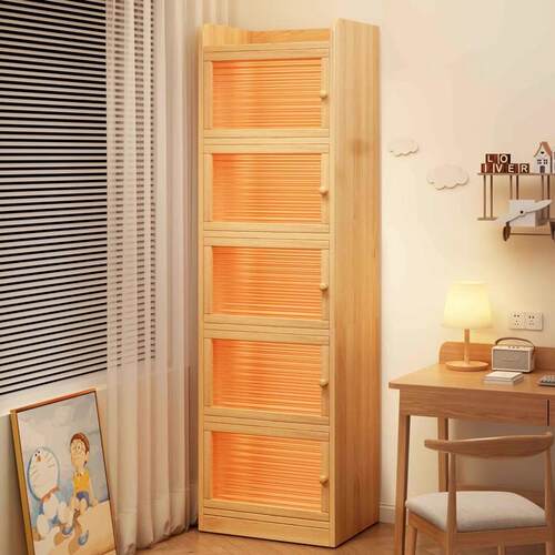 窄缝书柜书桌旁小柜子家用落地防尘储物窄柜客厅置物矮柜靠墙书架