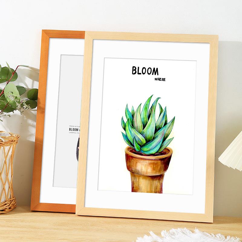 A6L实木质相框挂墙画框装裱儿童拼图a3a4展示架四开免打孔18寸20