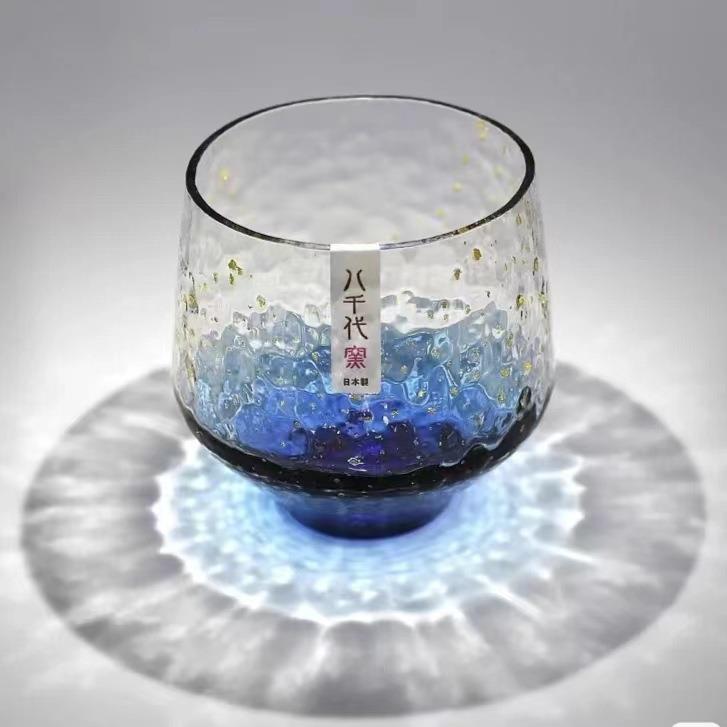 日式金箔水晶玻璃八千代星空杯家用威士忌酒杯杯子水杯套装杯