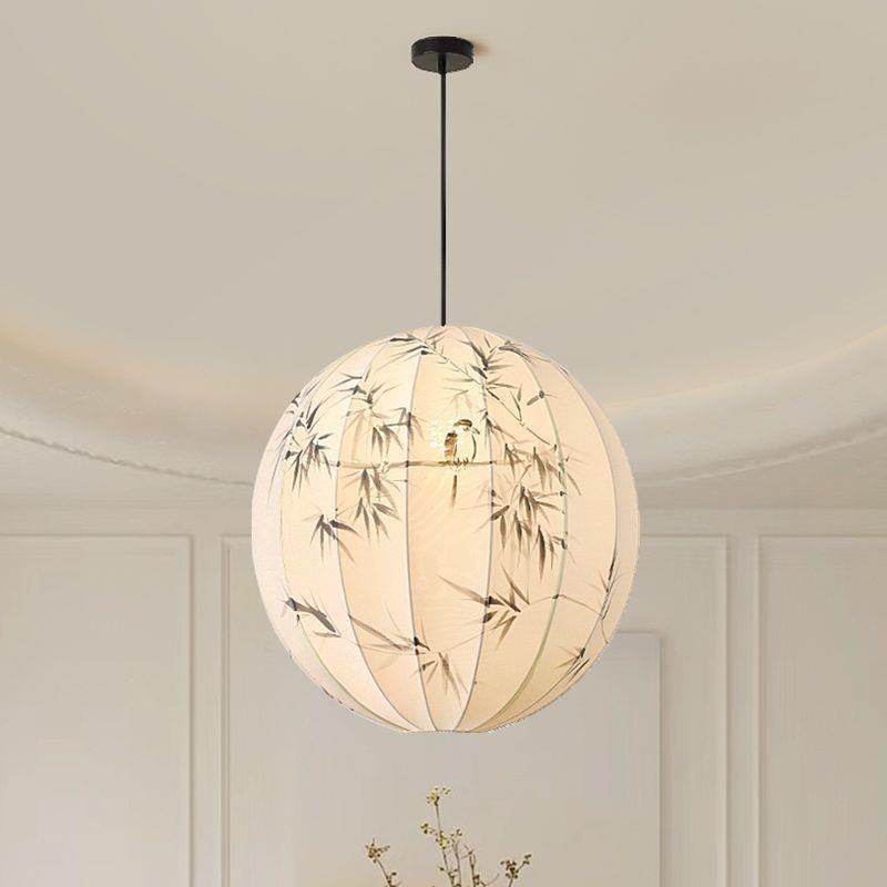 复古禅意新中式餐厅灯民宿茶室吧台布艺灯笼吊灯仿古卧室书房主灯