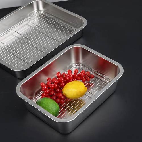 304不锈钢滤油盆商用加深滤油盘漏油托盘长方形沥油盘卤菜展示盆
