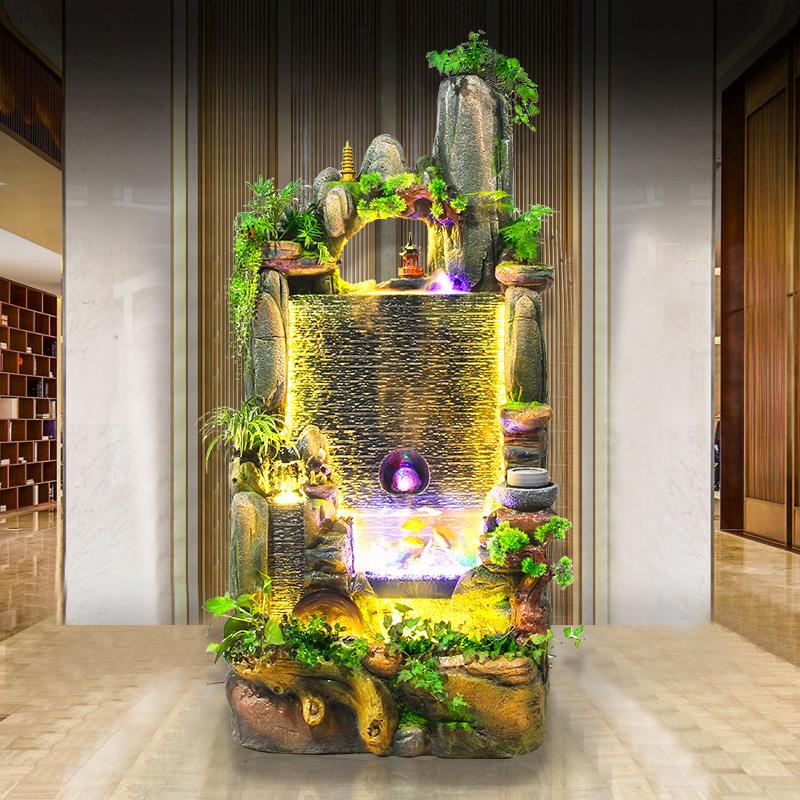 创意中式假山喷泉流水摆件鱼缸客厅阳台办公室招财落地加湿器造景