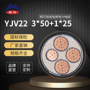 天环 ZC- YJV22 3*50+1*25铜芯阻燃铠装电缆