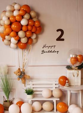 小红书INS小熊热气球肤色橙色绿色儿童百天1周岁生日派对装饰创意