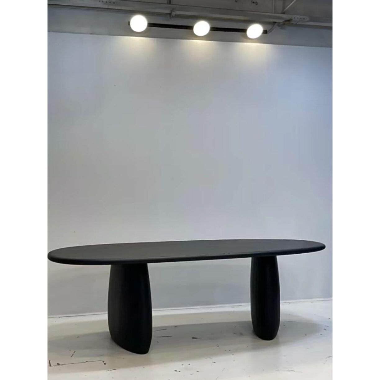 中古实木简约餐桌椭圆形家用饭桌 别墅复古设计师轻奢长桌饭桌