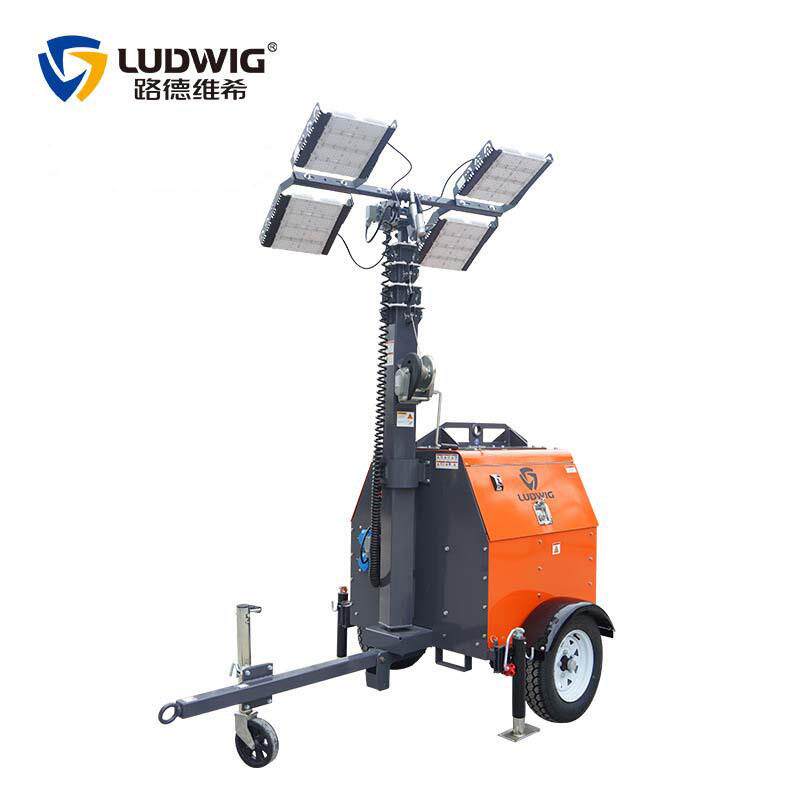 GLTS4005拖车款柴油移动照明灯塔7m手摇升降灯夜间施1000W金卤灯