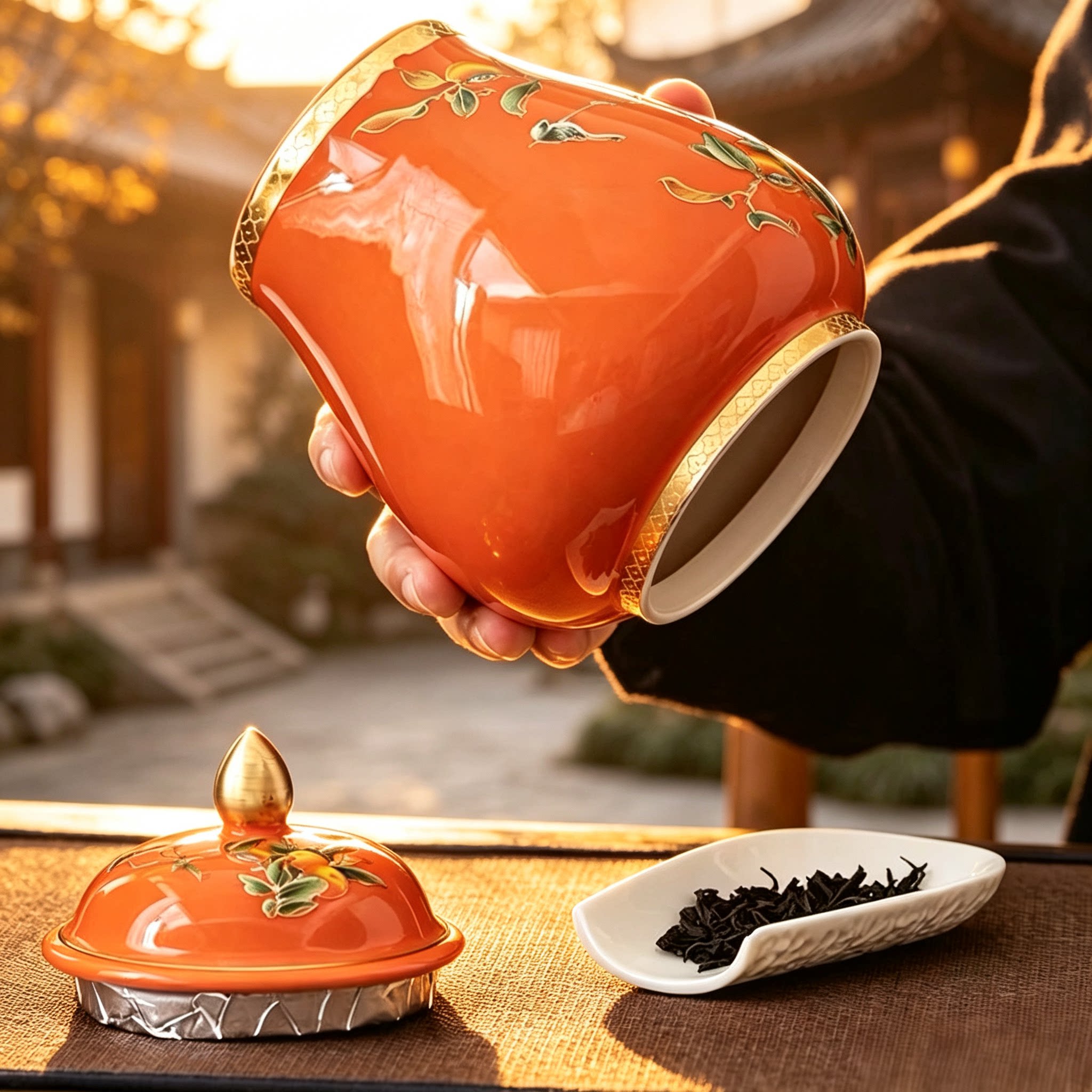 柿柿如意柿子陶瓷茶叶罐密封罐