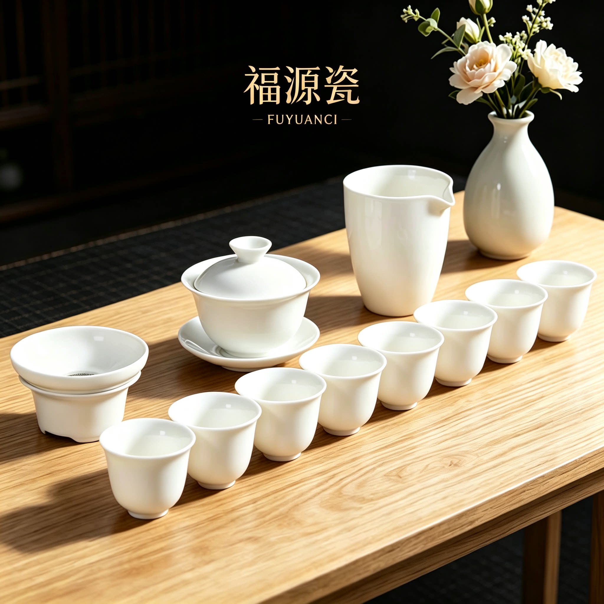 高档陶瓷功夫茶具套装家用白瓷