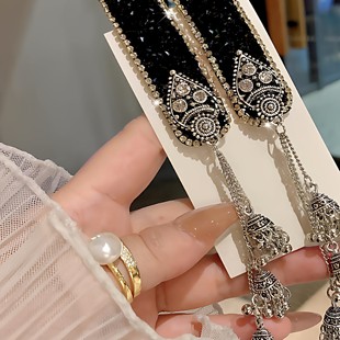 古风新中式 闪钻铃铛流苏发夹女气质优雅侧边夹掰掰夹刘海夹古装