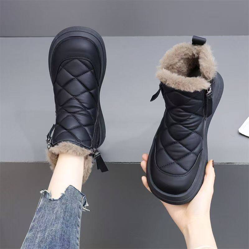 皮毛一体雪地靴女秋冬新款加绒