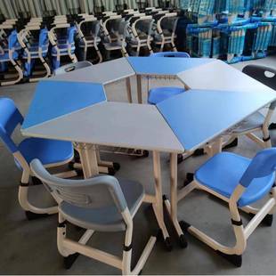组合拼接课桌椅六边形团体交流学习桌学校智慧教室书桌学生六角桌